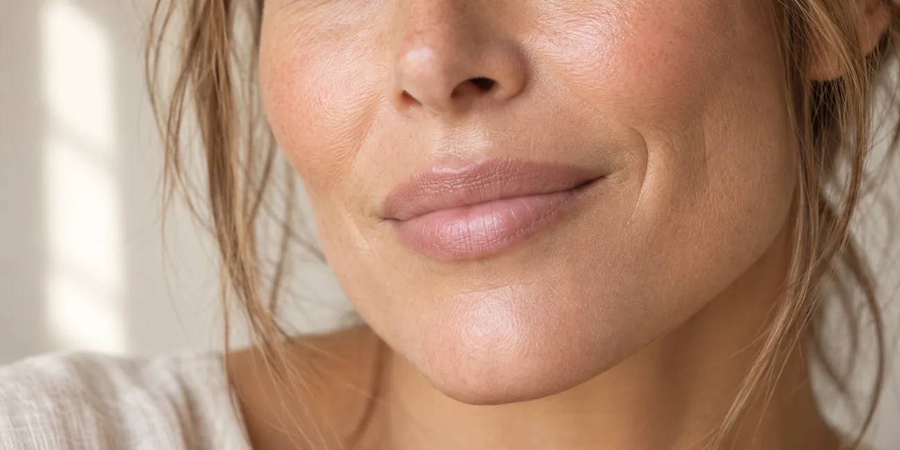 Close-up of softly defined lips
